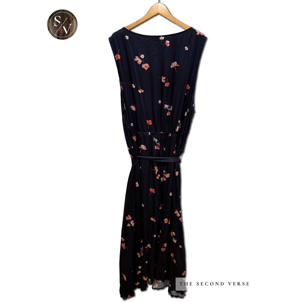 J. Jill Sleeveless Navy Floral Silky Maxi Dress Plus Size 4X - Picture 4 of 10